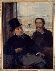 Selvportræt med maleren Evariste de Valernes (1816-1896) Edgar Degas repræsenterede sig selv til højre. Maleri af Edgar Degas (1834-1917) 1865 søn. 1,16x0,89 m Paris, musee d