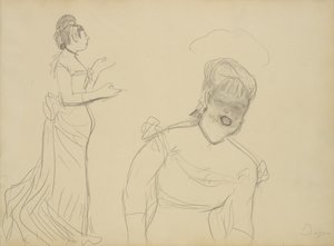 Skitser af en cafésangerinde af Edgar Degas