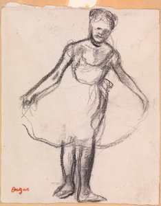 Stående Danser Holder Tutu-nederdel af Edgar Degas