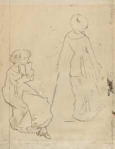 Studie for Mary Cassatt ved Louvre [verso], ca. 1879. af Edgar Degas