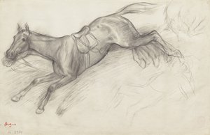 Studie til "Scene fra Steeplechase: The Fallen Jockey", 1866 af Edgar Degas