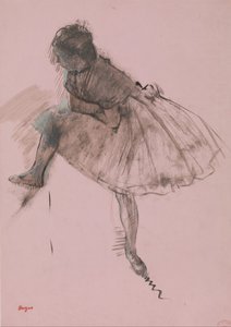 Studie af en balletdanser recto, To studier af dansere verso, ca. 1873. af Edgar Degas