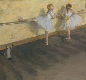 Dansere øver sig på stangen. 1877 af Edgar Degas