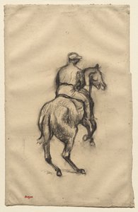 The Jockey, ca. 1885-1900 (kul på papir) af Edgar Degas