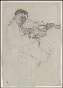 Violinisten, Studie til "Prøvningen", c.1879 af Edgar Degas