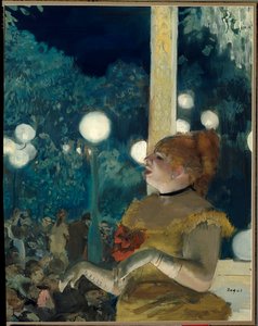 Hundens sang (Emma Valladon kaldet Theresa (1837-1913) ved cafekoncerten) Maleri af Edgar Degas (1834-1917), gouache og pastel, 57,5 cm x 45 cm af Edgar Degas
