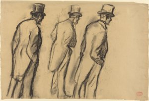 Tre studier af Ludovic Halévy stående af Edgar Degas