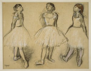 Tre studier af en danser i fjerde position af Edgar Degas