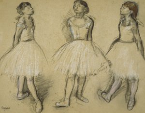 Tre studier af en danser i fjerde stilling, 1879-80 af Edgar Degas