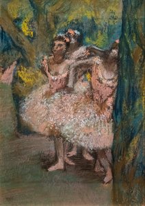 Tre dansere i lakseskørter. 1904-1906. Pastel på marouflepapir på pap. af Edgar Degas