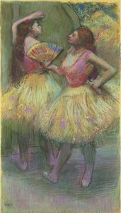 To dansere, før de går på scenen; Avant l"entree en scene, 1888 af Edgar Degas