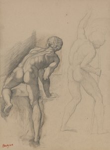 To nøgne mænd, 1856-57 (grafitblyant på mørkt cremepapir)