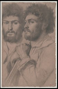 To portrætstudier af en mand, c.1856-57 af Edgar Degas