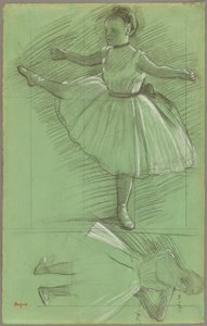 To studier af dansere, ca. 1873 (sort og hvidt kridt på grønt papir) af Edgar Degas