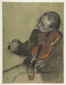 Violinist, studie til "Danselektionen" af Edgar Degas