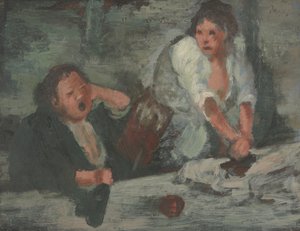 Vask kvinder (olie på panel) af Edgar Degas