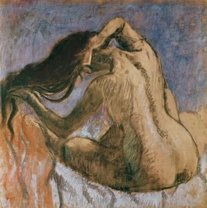 Kvinde kæmmer sit hår, 1905-10 (pastel på papir)
