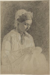 Broderende kvinde af Edgar Degas