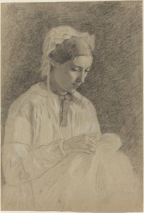 Kvindebroderi, 1855-1860 af Edgar Degas