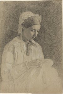 Kvinde brodering, 18551860. af Edgar Degas