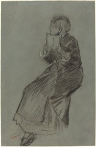Kvinde læser en bog, ca. 1879. af Edgar Degas