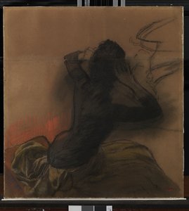 Kvinde tilpasser sit hår, ca. 1884 af Edgar Degas