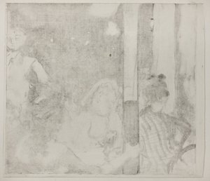 Kvinder foran en café, aften, ca. 1877 (monotype beslægtet på elfenbensvævet papir) af Edgar Degas