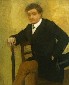 Ung mand sidder med jakke og paraply; Ung mand siddende med jakke og paraply, ca. 1864-1868 af Edgar Degas