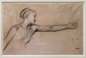 Ung spartansk pige (undersøgelse for "Little Spartan girls provoking boys"). Omkring 1860-1862. Sort blyant, grafit, blander på kalkerpapir. af Edgar Degas