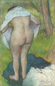 Ung kvinde klæder sig selv af Edgar Degas