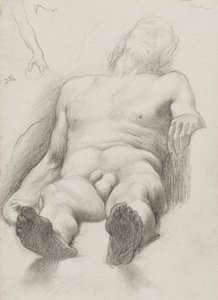 Studie - Reclining Nude Man, 1856-58 (grafit på cremefarvet papir)