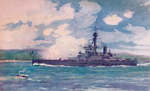 Den brasilianske Super-Dreadnought Minas Geraes nærmer sig Rio, 1914