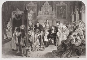 James II (1633-1701) modtog nyheder om landingen af prinsen af Orange, indgraveret af F.A. Heath af Edgar Melville Ward