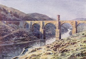 Nordspanien: Alcantara (farve litho) af Edgar T. A. Wigram