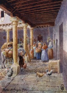 Nordspanien: Avila, A Posada Patio (farve litho) af Edgar T. A. Wigram