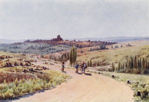 Nordspanien: Avila, fra nordvest (farve litho) af Edgar T. A. Wigram