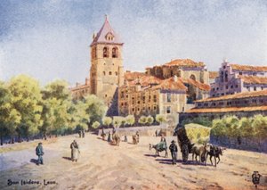 Nordspanien: Leon, San Isidoros kirke (farve litho)