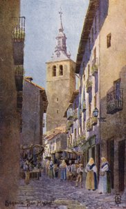 Nordspanien: Segovia, San Miguel kirke (farve litho)