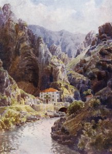Nordspanien: Deva Gorge, Urdon (farve litho) af Edgar T. A. Wigram