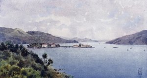 Nordspanien: Vigo-bugten, den indre havn, ser ud mod havet (farve litho)