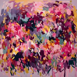 Livligt blomstermotiv i abstrakt stil