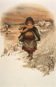 Pige på en snedækket vej, illustration fra Where Lilies Live, 1889 af Edith S. Berkeley