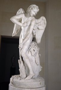Amor udskåret sin bue fra Hercules-klubben, 1747-50 (marmor) (se også 234450)