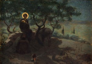 Flugt til Egypten, ca. 1915 (olie på lærred) af Edmond (1861 1943) Tapissier