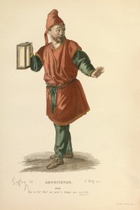Kostume til rollen som Sosie, ca. 1868 (kobberstik) af Edmond Aime Florentin Geffroy