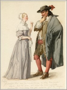 Portræt af Agnes og Arnolphe, ca. 1870 (akvarel) af Edmond Aime Florentin Geffroy