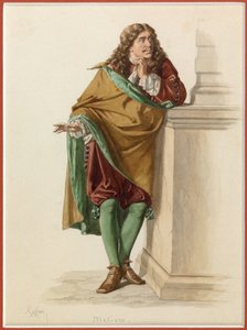 Portræt af Moliere, ca. 1870 (akvarel) af Edmond Aime Florentin Geffroy