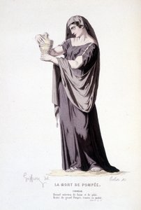 Karakteren af Cornelie i teaterstykket La mort de Pompee - Theatre complet: (Kompendium af skuespil af Corneille) tegning af Geffroy, gravering af Colin - udg. Laplace, Sanchez et Cie, Paris 1884 af Edmond Aime Florentin Geffroy