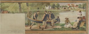 Skitse til rådhuset i Saint-Maurice: Landskab. Les bords de la Marne (til forsamlingshuset), mellem 1890 og 1892 (olie på blæk på lærred) af Edmond Debon