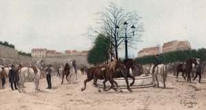 Hestemarked i Paris (farvefotogravure)